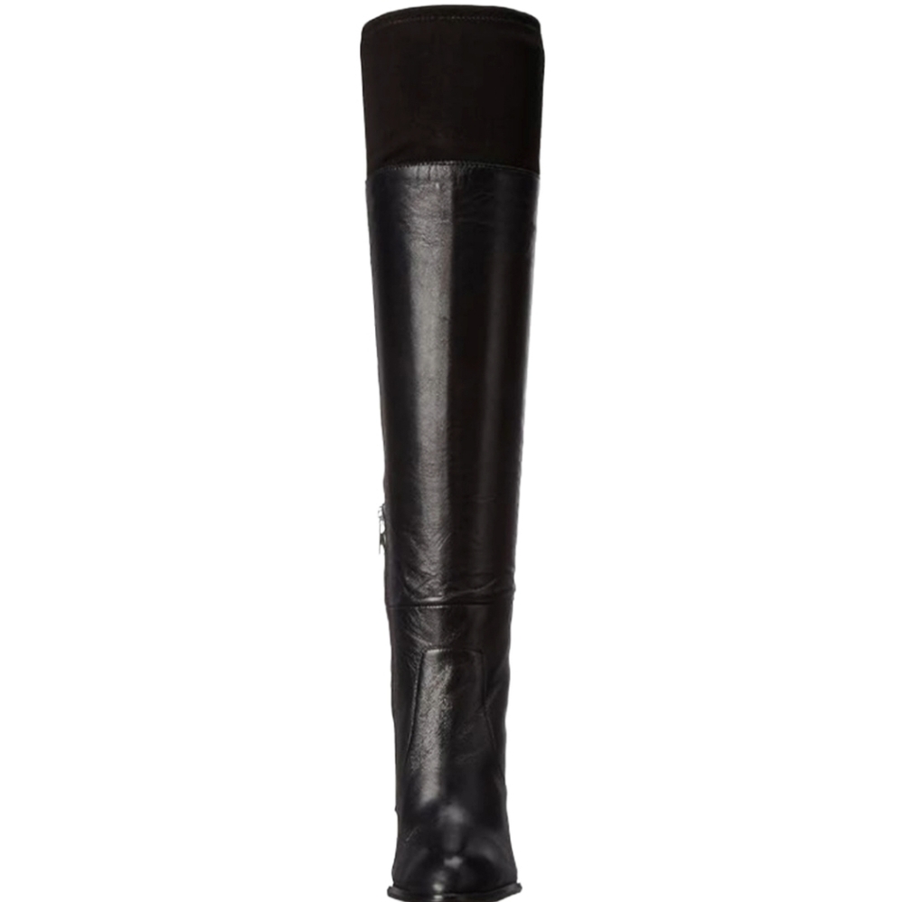French Connection "Calina" Black Leather & Suede Over The Knee Boots Size 8.5 - Picture 6 of 13